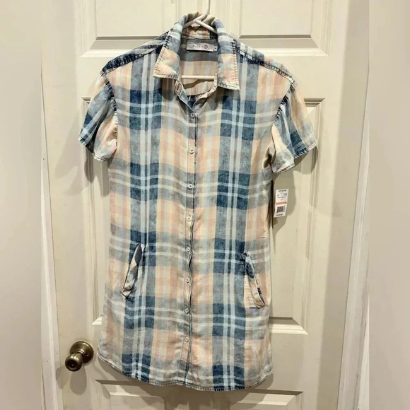 Billy T Plaid Tencel Lyocell Shirtdress‎ with Pockets Women’s size Small - Picture 9 of 12